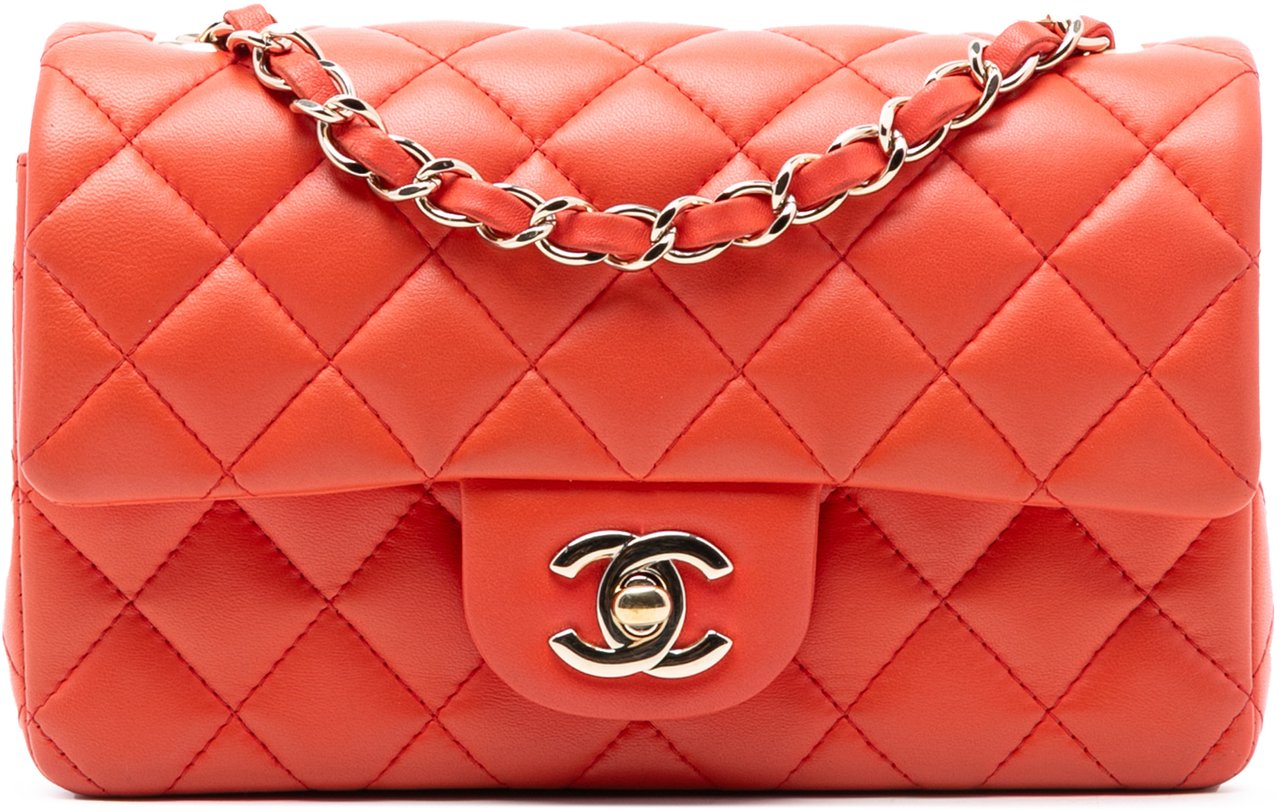 Chanel Mini Rectangular Classic Lambskin Single Flap Oranje