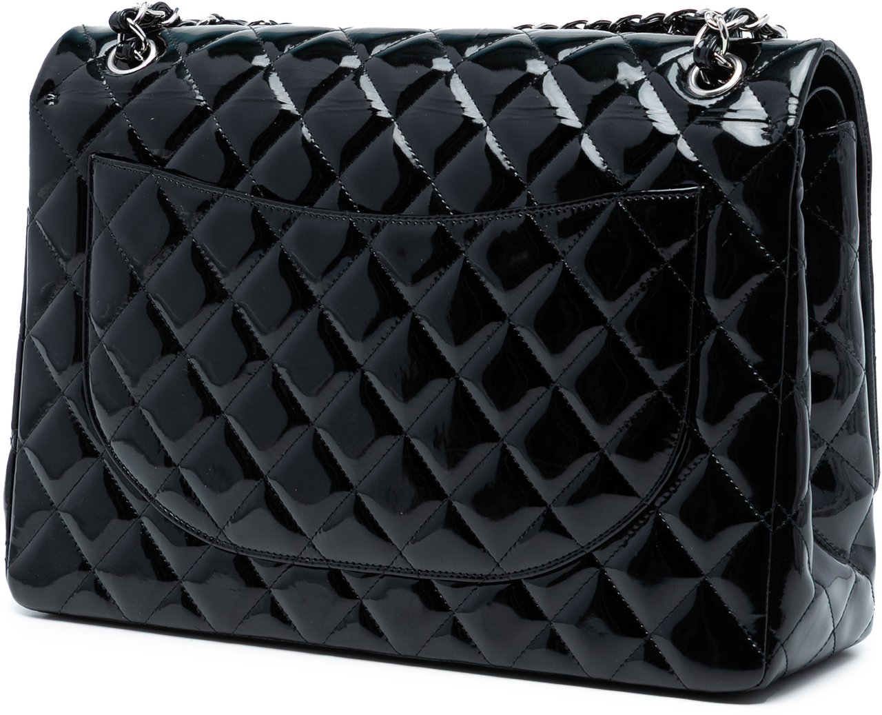 Chanel Maxi Classic Patent Double Flap Blauw