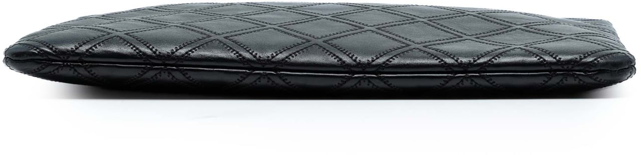 Chanel Large Quilted Lambskin Double Stitch Tassel O Case Clutch Zwart