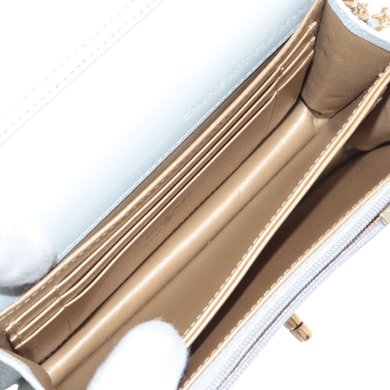 Chanel Quilted Lambskin Crystal Clutch on Chain Grijs