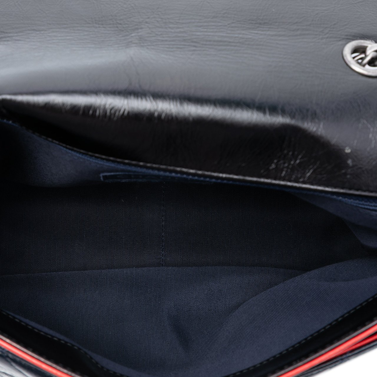 Chanel Large Tricolor Quilted Glazed Calfskin CC Plate Flap Zwart