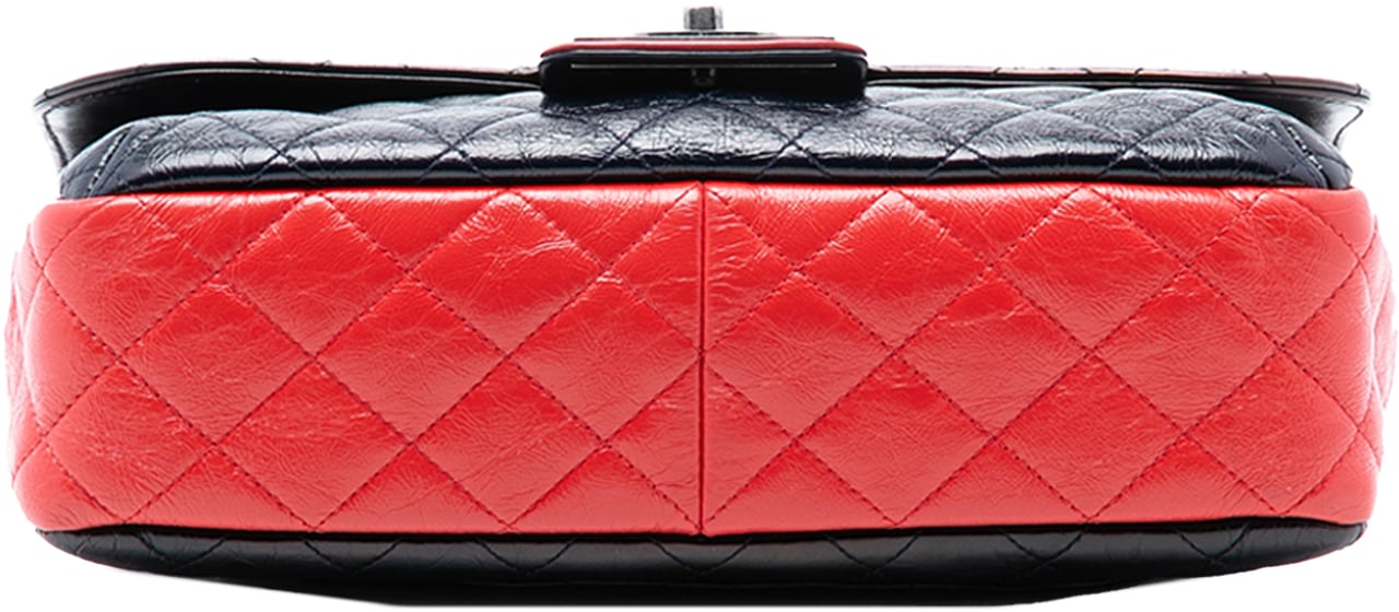 Chanel Large Tricolor Quilted Glazed Calfskin CC Plate Flap Zwart