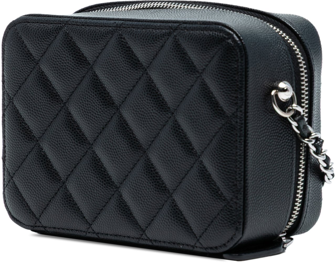 Chanel CC Quilted Caviar Camera Bag Zwart