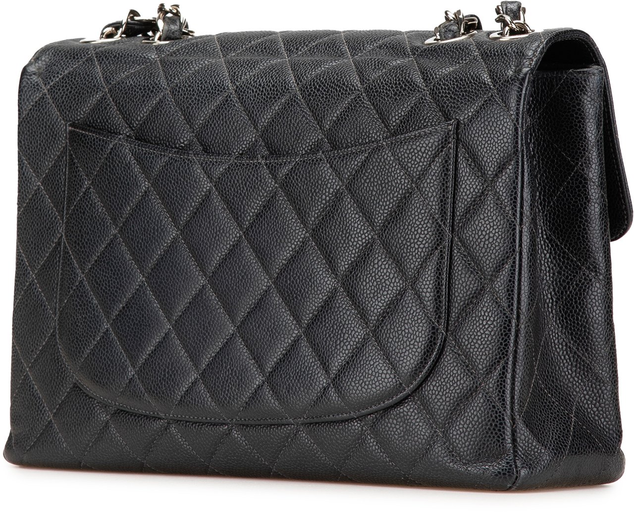 Chanel Jumbo Quilted Caviar Single Flap Zwart
