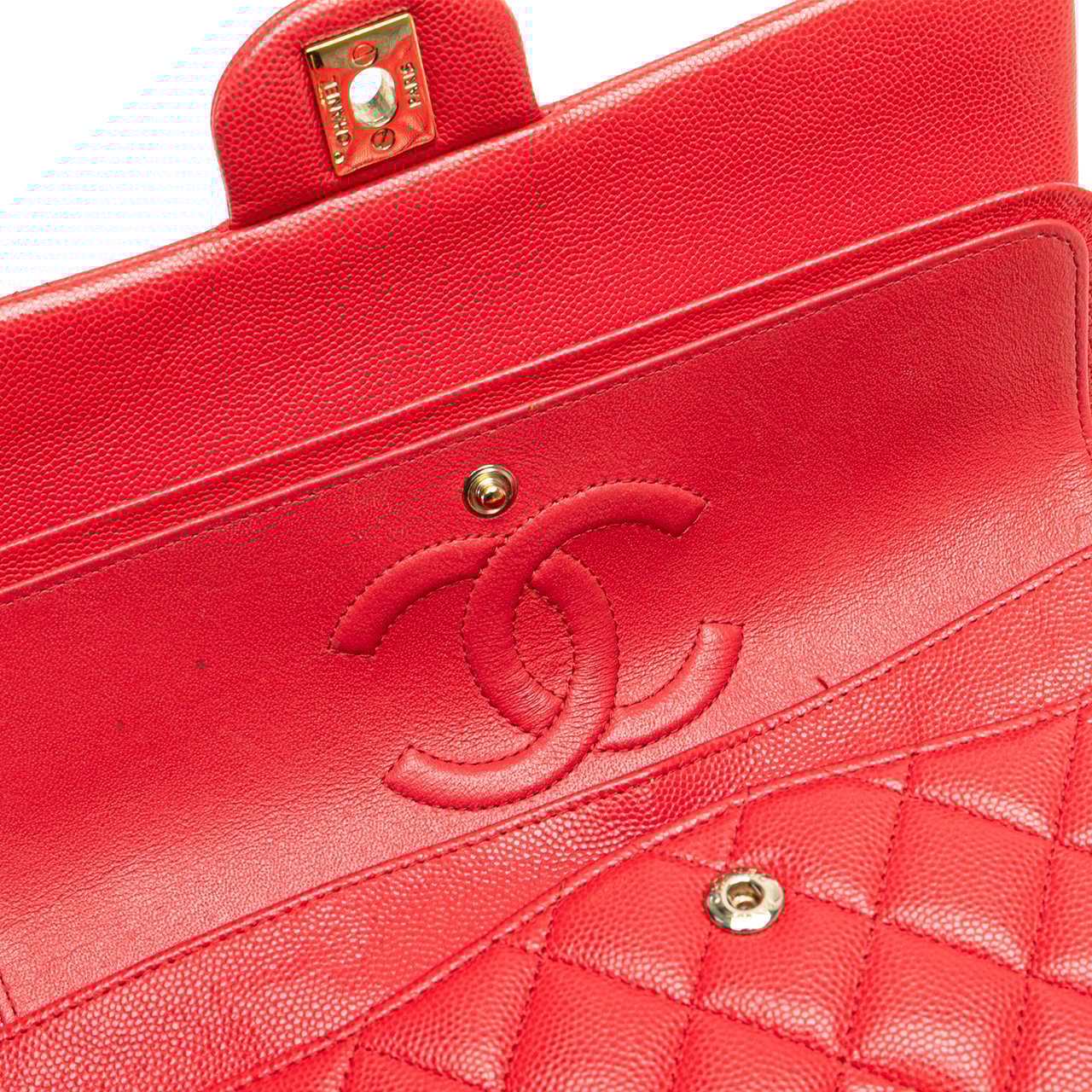 Chanel Medium Classic Caviar Double Flap Rood