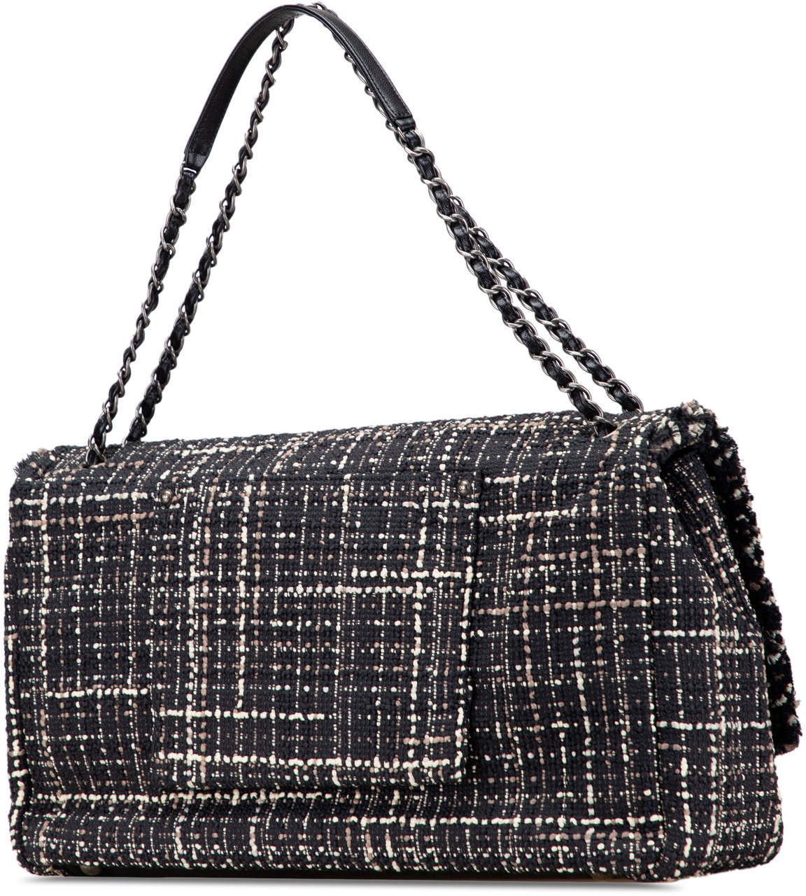 Chanel XXL CC Tweed Single Flap Zwart