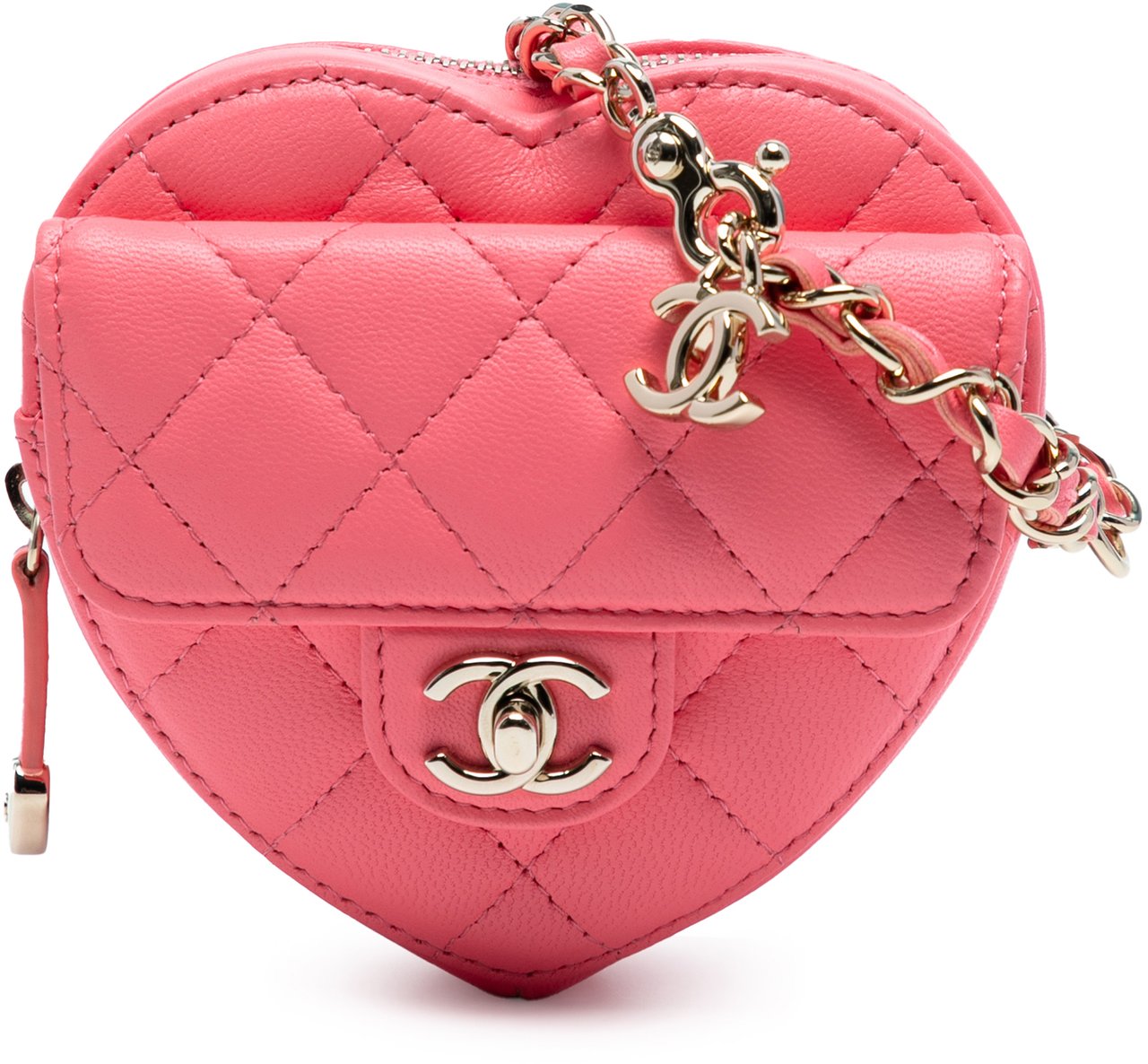Chanel Mini Lambskin CC in Love Heart Crossbody Roze