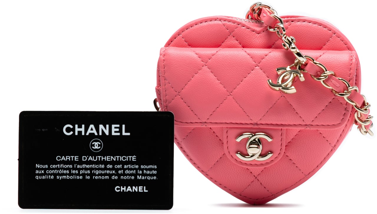Chanel Mini Lambskin CC in Love Heart Crossbody Roze