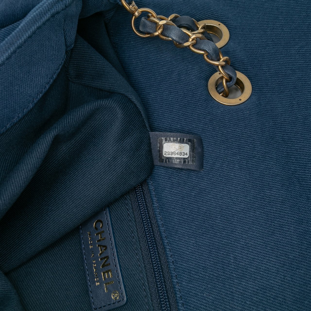 Chanel Jumbo Chevron Denim Fringe Coco Flap Blauw