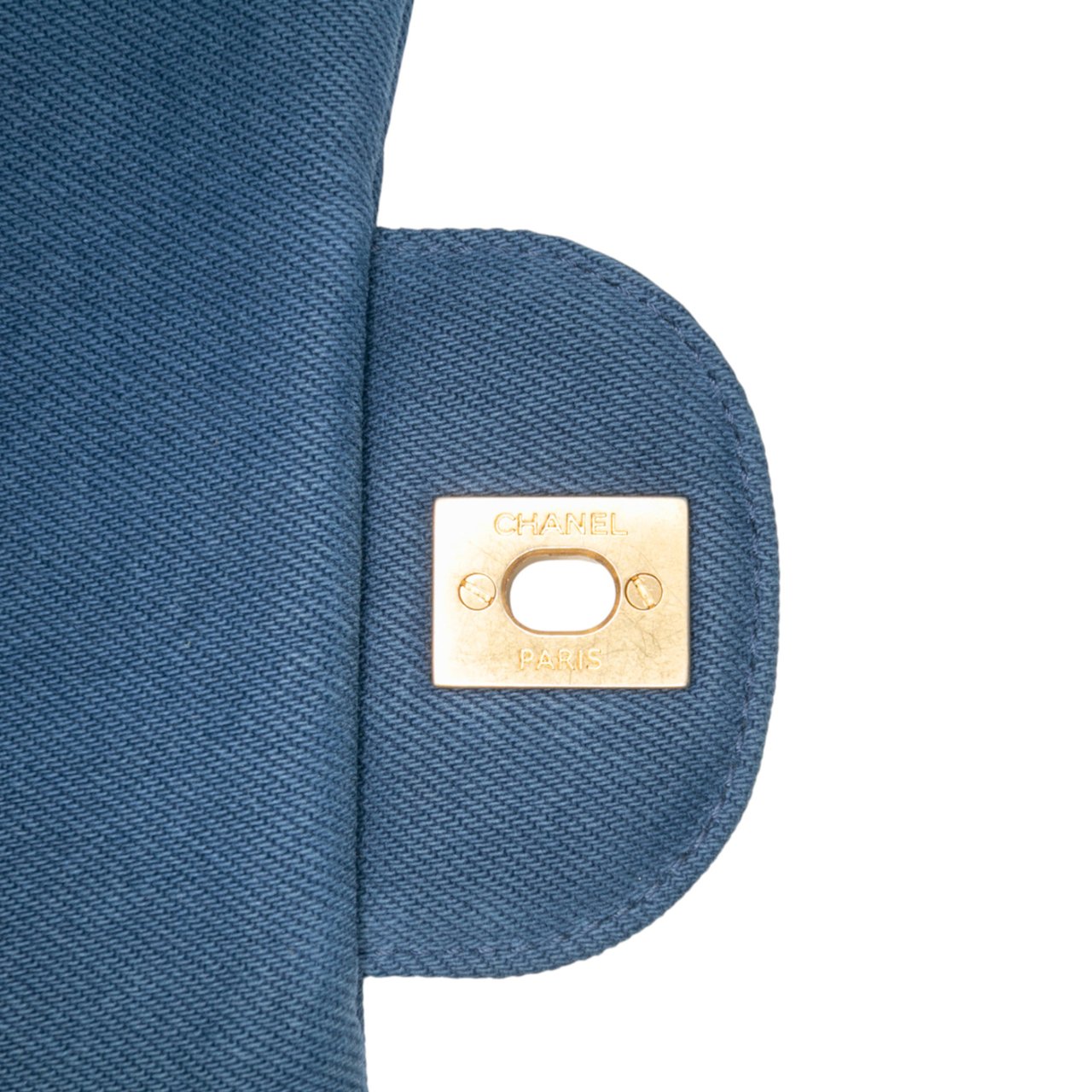 Chanel Jumbo Chevron Denim Fringe Coco Flap Blauw