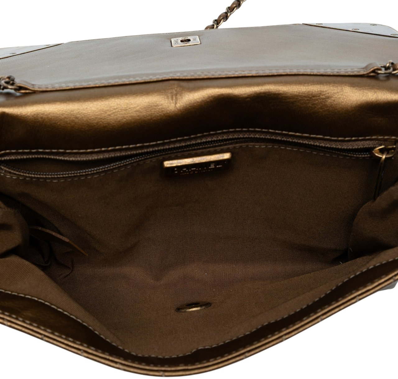 Chanel Calfskin Chevron Rock The Corner Flap Bruin