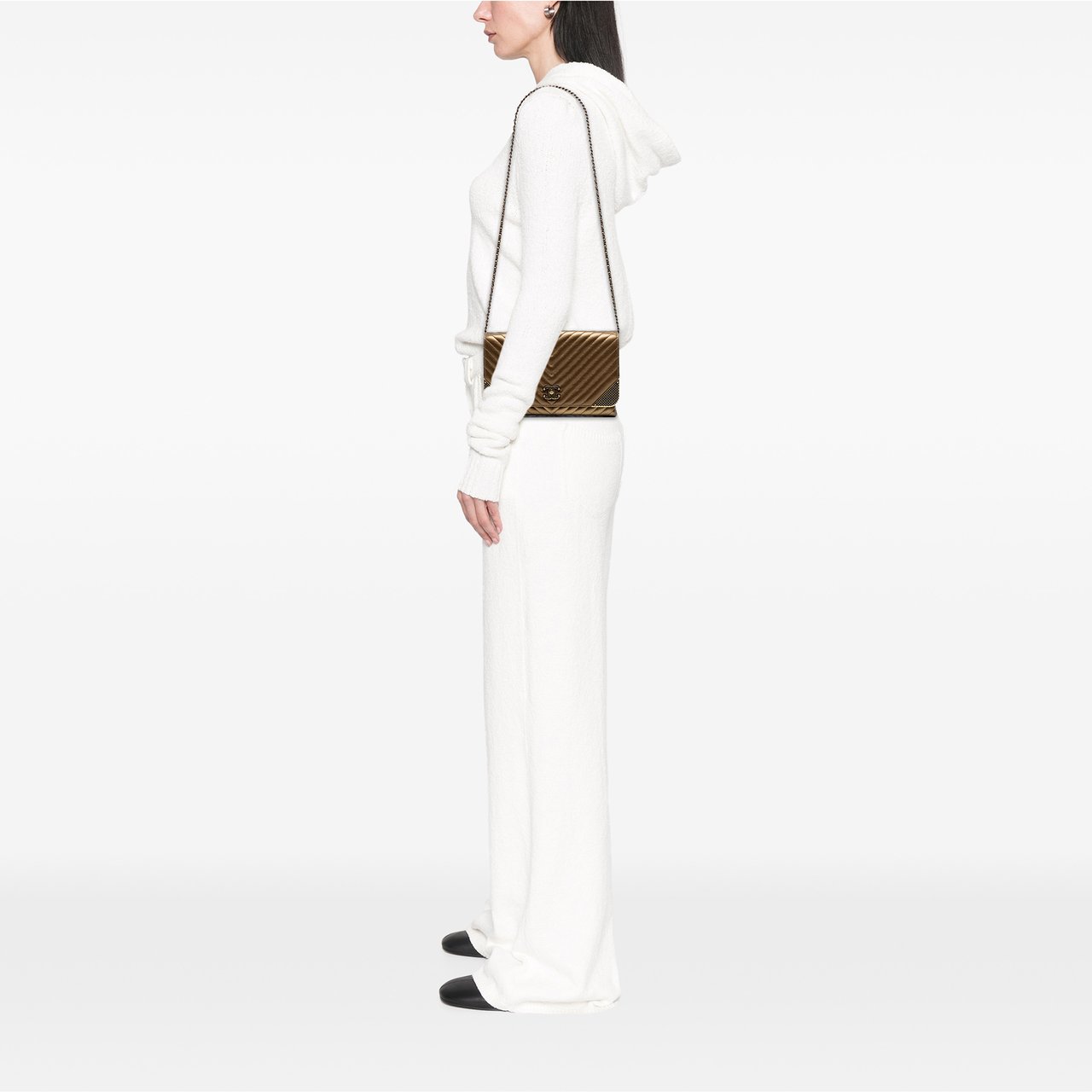 Chanel Calfskin Chevron Rock The Corner Flap Bruin