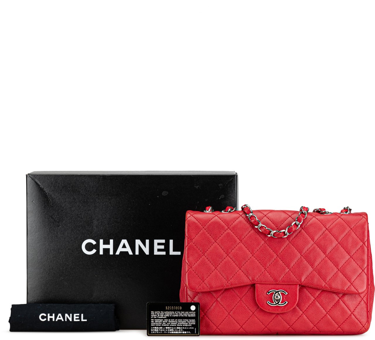 Chanel Jumbo Classic Caviar Single Flap Rood