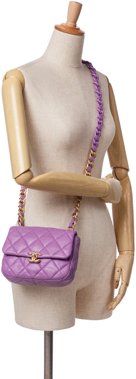 Chanel Mini Quilted Lambskin Candy Chain Flap Paars
