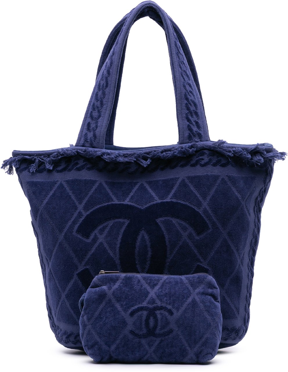 Chanel CC Terry Cloth Beach Tote Blauw