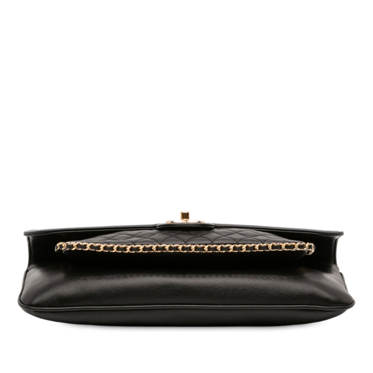 Chanel Quilted Lambskin CC Unchained Flap Clutch Zwart