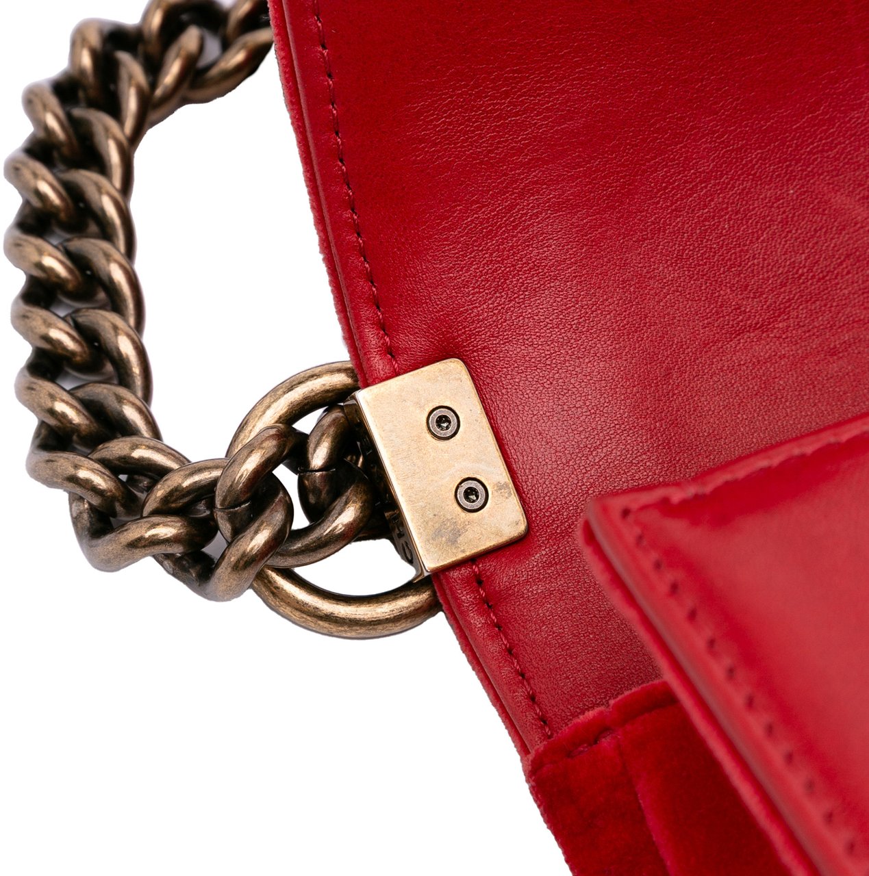 Chanel Old Medium Quilted Tweed and Velvet Boy Flap Rood