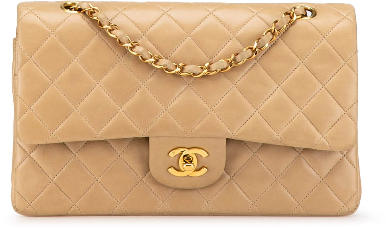 Chanel Medium Classic Lambskin Double Flap Bruin