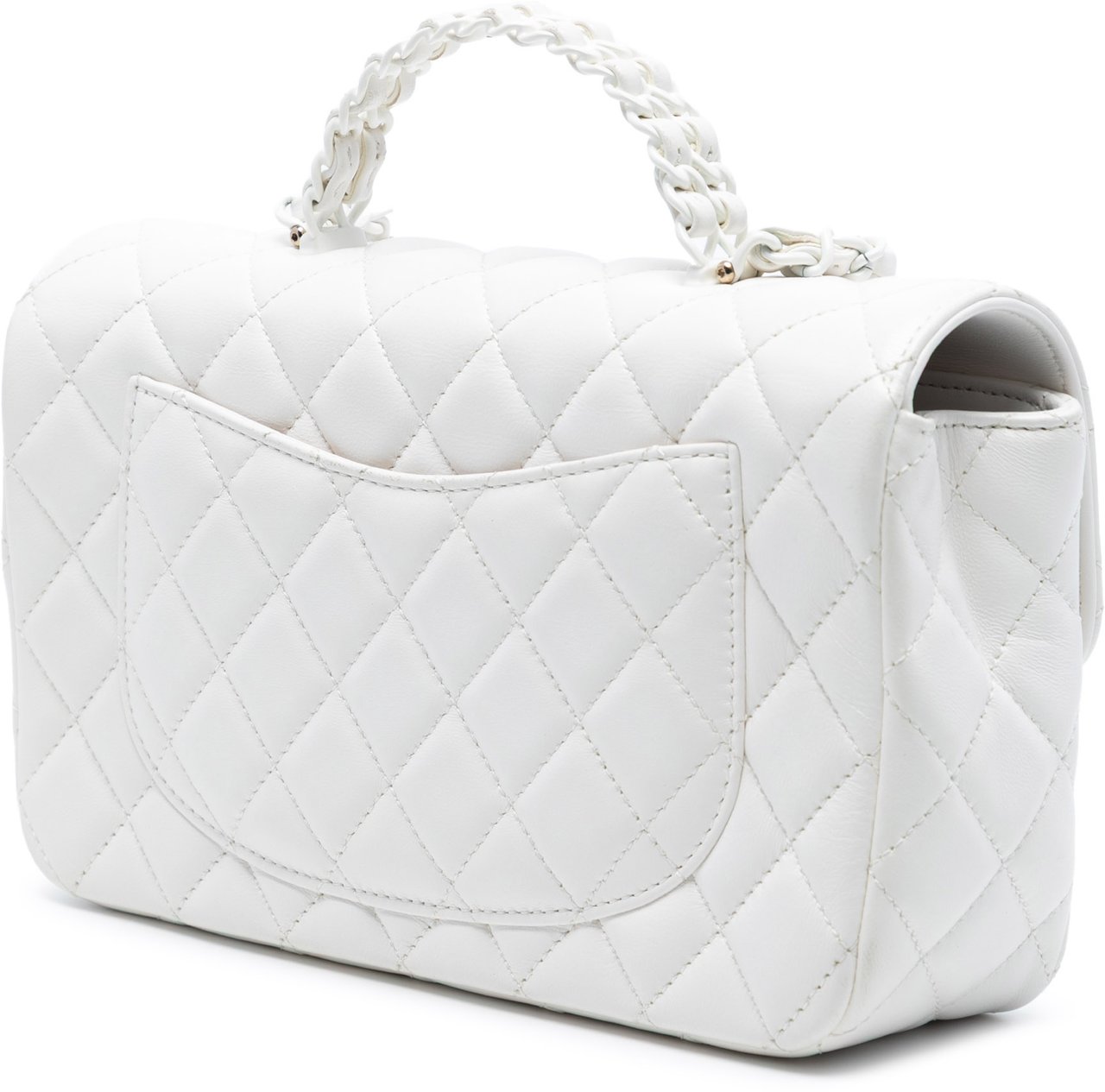 Chanel Mini Quilted Lambskin Coco Top Handle Bag Wit