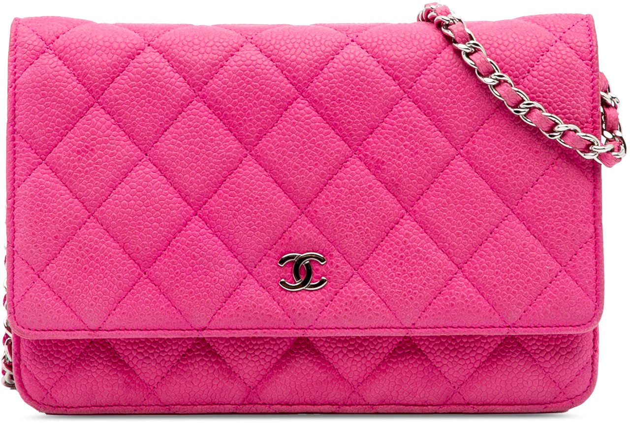 Chanel CC Caviar Wallet on Chain Roze