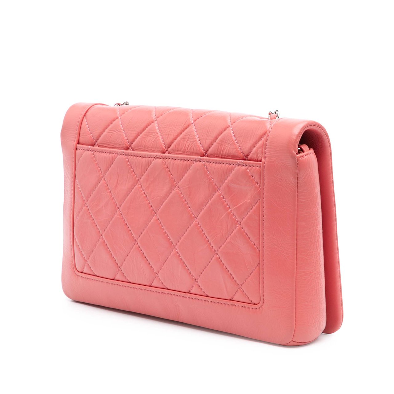 Chanel Crumpled Calfskin Bi Quilted Vintage Full Flap Roze