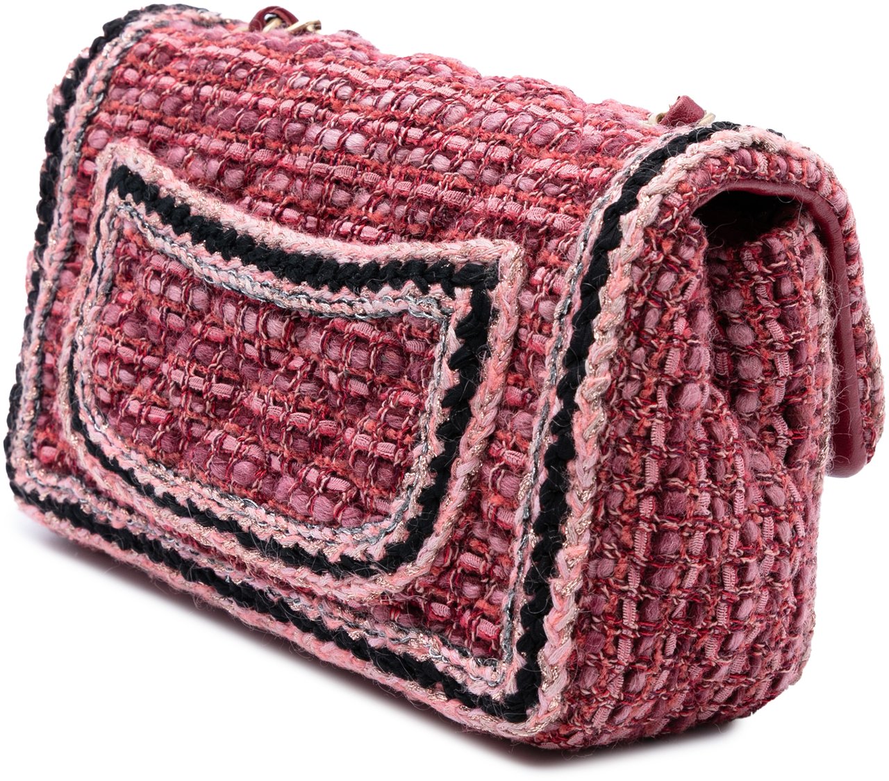 Chanel Mini Braided Classic Tweed Single Flap Rood