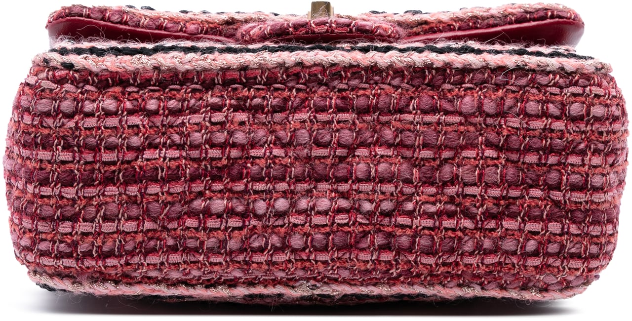 Chanel Mini Braided Classic Tweed Single Flap Rood