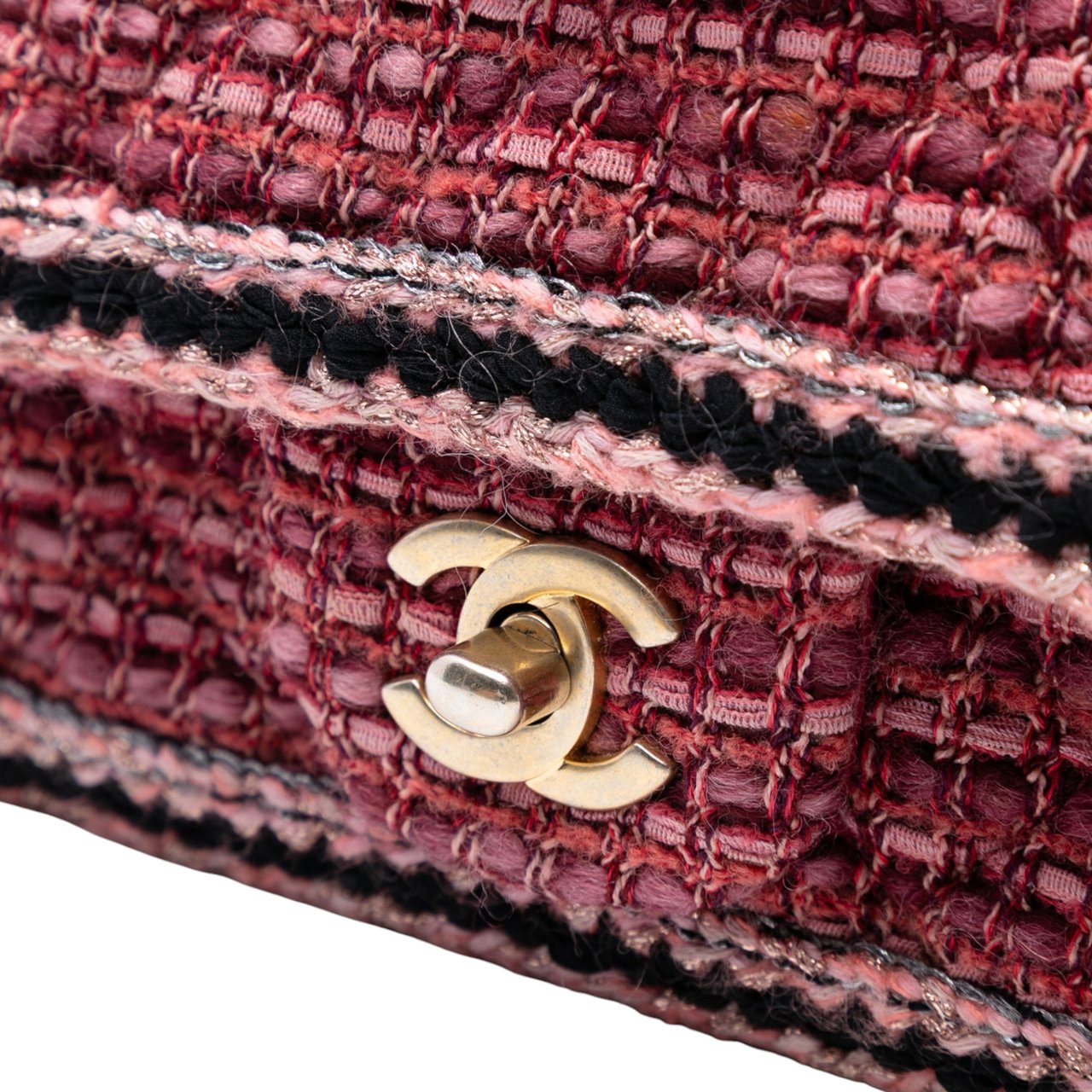 Chanel Mini Braided Classic Tweed Single Flap Rood
