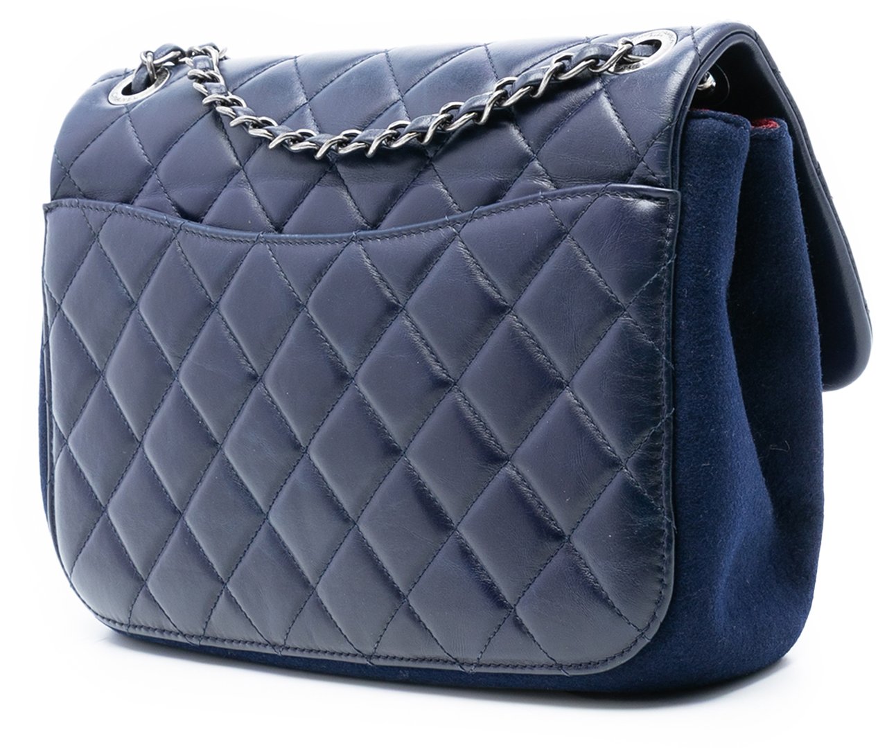 Chanel Paris Salzburg Quilted Glazed Calfskin and Felt Edelweiss Flower CC Flap Blauw