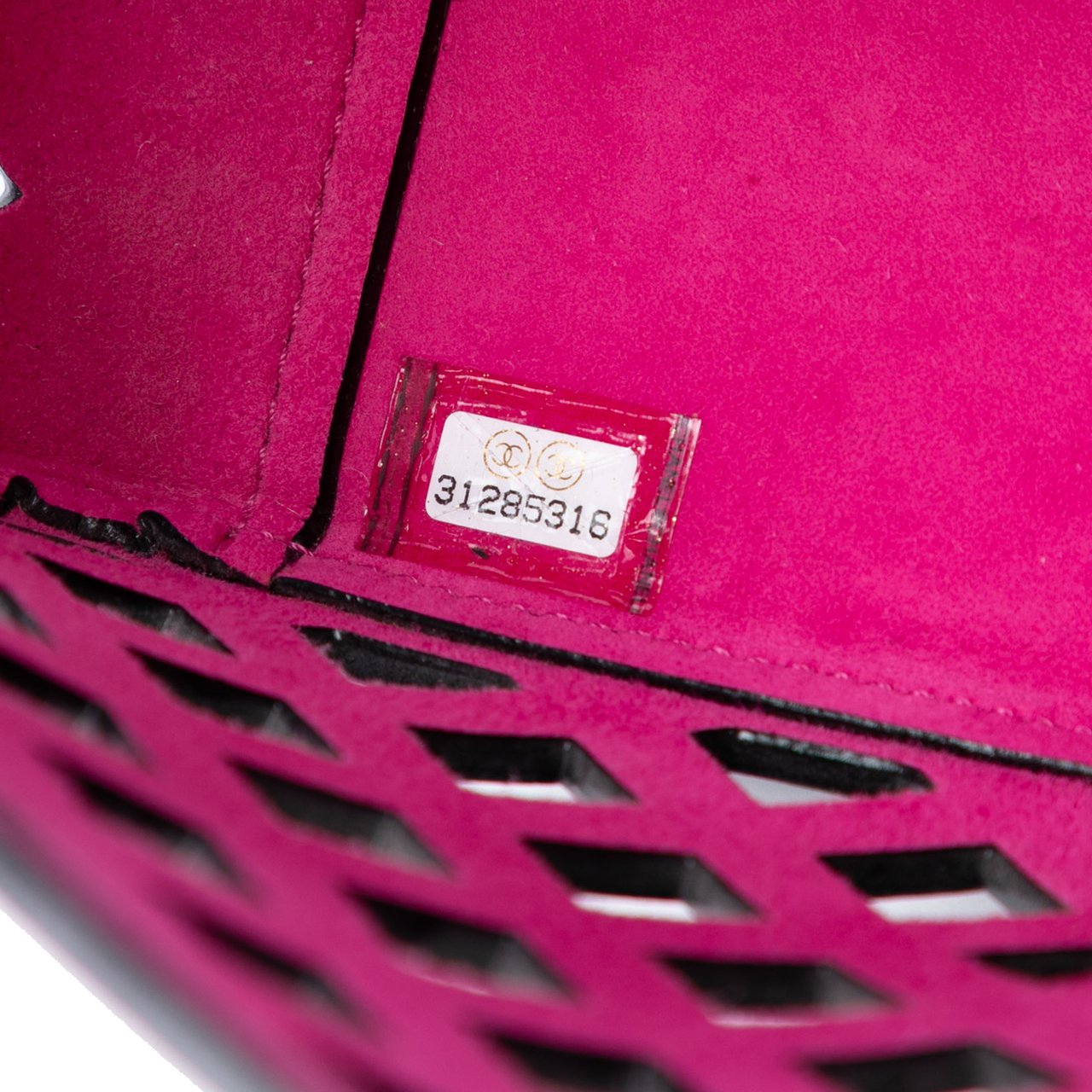 Chanel Large Perforated Calfskin See Through Flap Zwart