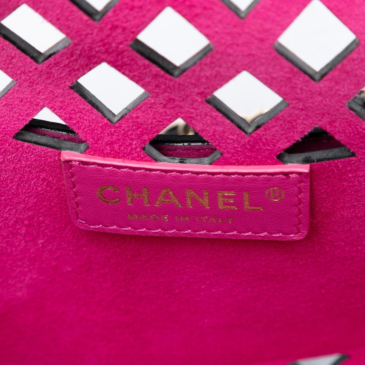 Chanel Large Perforated Calfskin See Through Flap Zwart