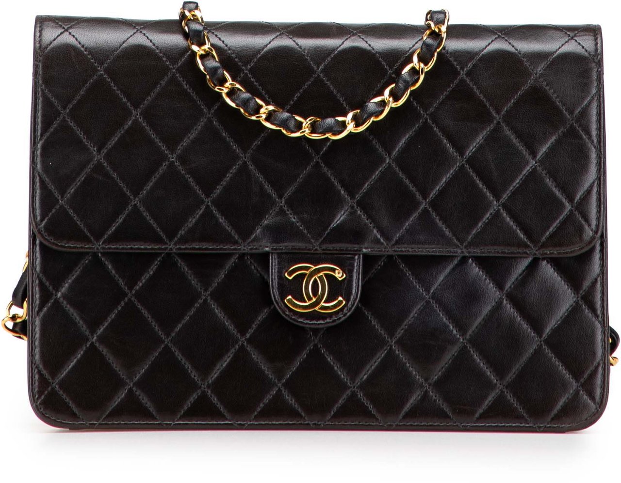 Chanel Medium CC Quilted Lambskin Single Flap Zwart