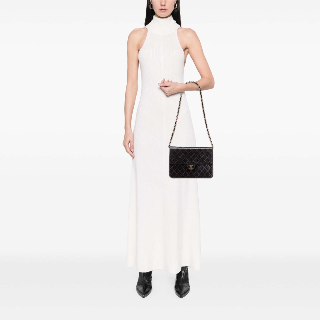 Chanel Medium CC Quilted Lambskin Single Flap Zwart