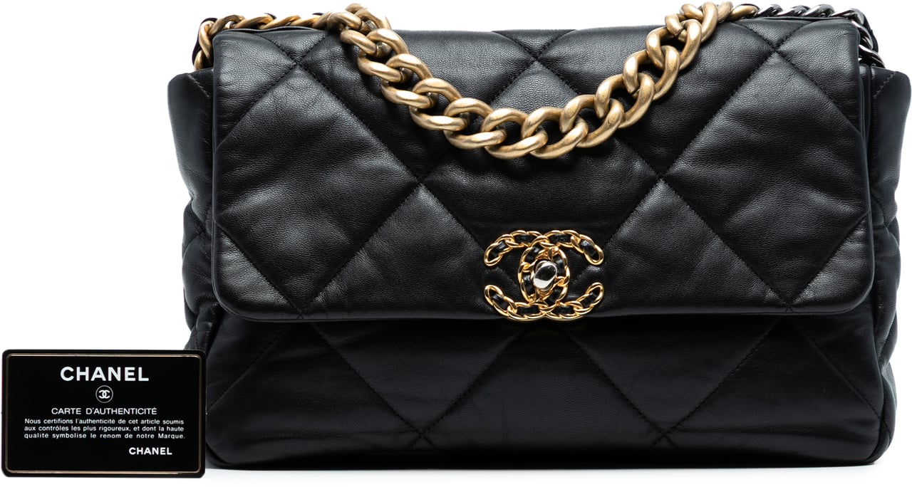 Chanel Large Lambskin 19 Flap Zwart