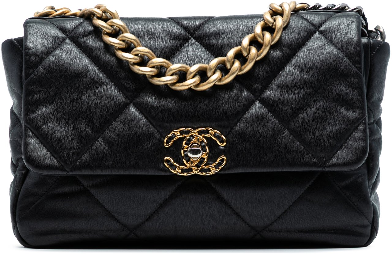 Chanel Large Lambskin 19 Flap Zwart