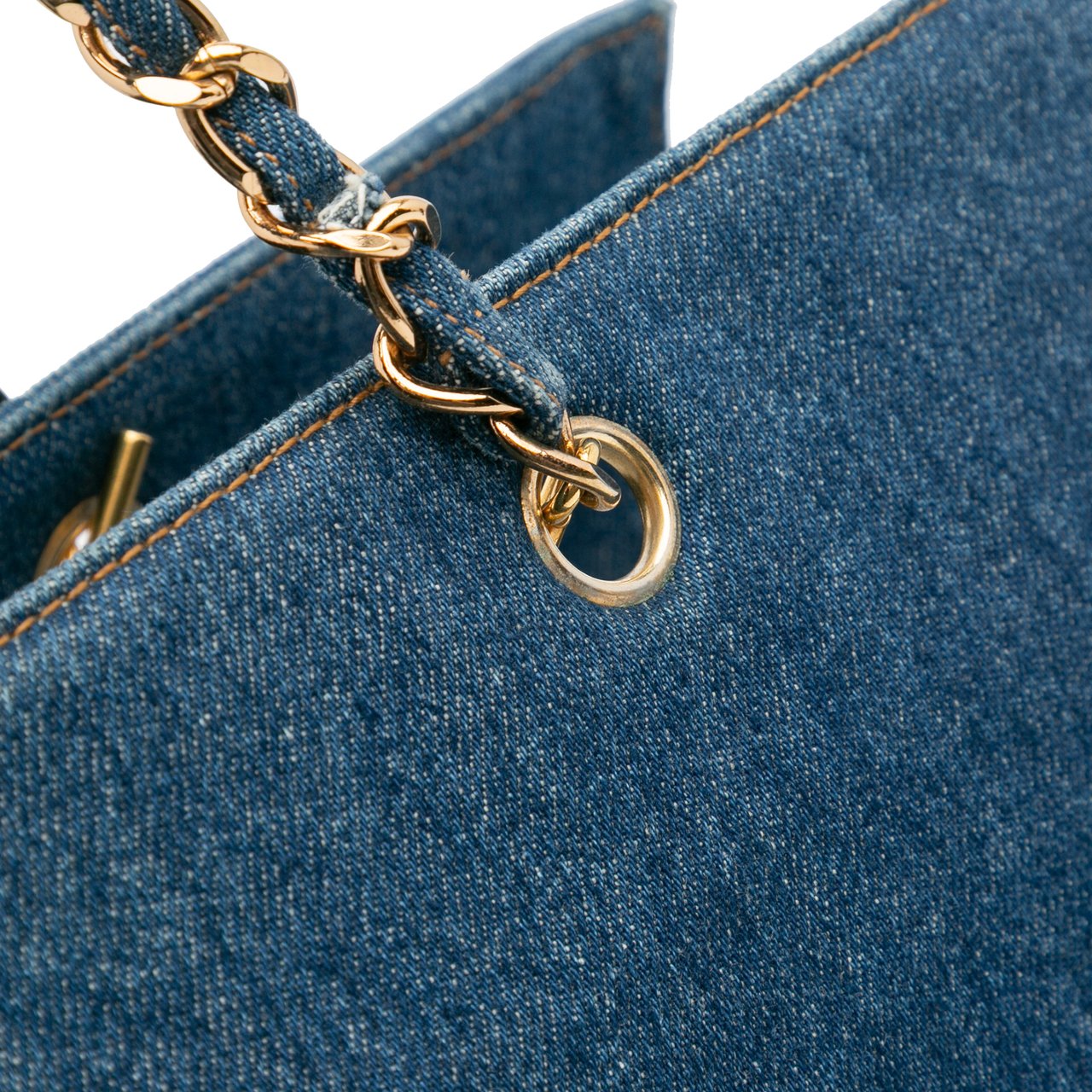 Chanel CC Denim Chain Tote Blauw
