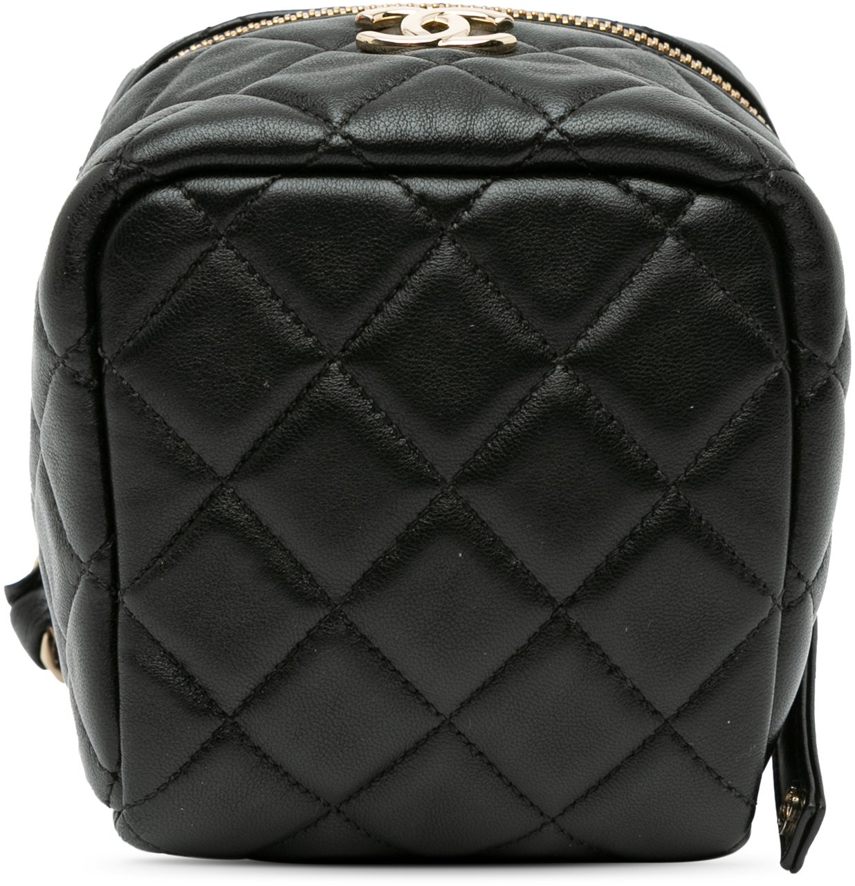 Chanel Quilted Lambskin Cube Chain Wristlet Case Zwart