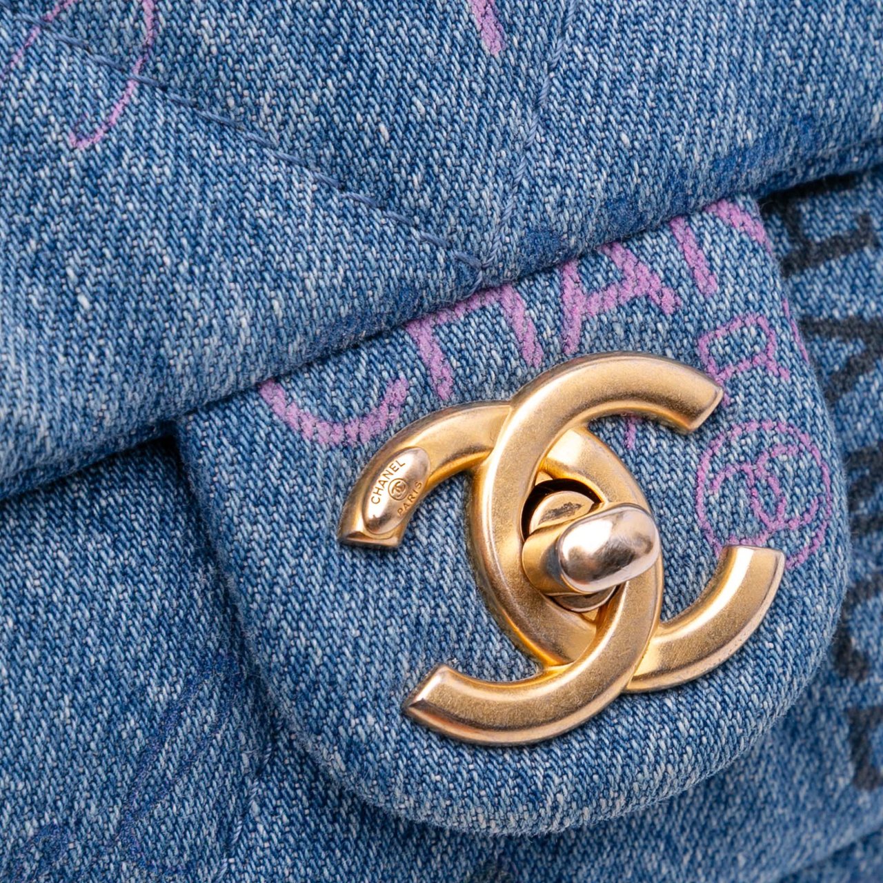 Chanel Mini Rectangular Quilted Denim Mood Flap Blauw