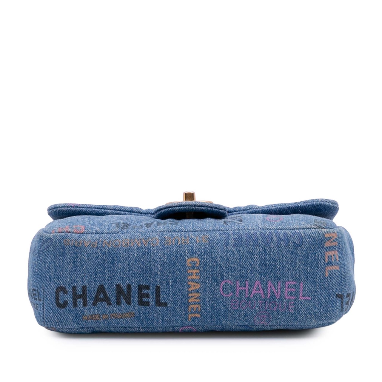 Chanel Mini Rectangular Quilted Denim Mood Flap Blauw