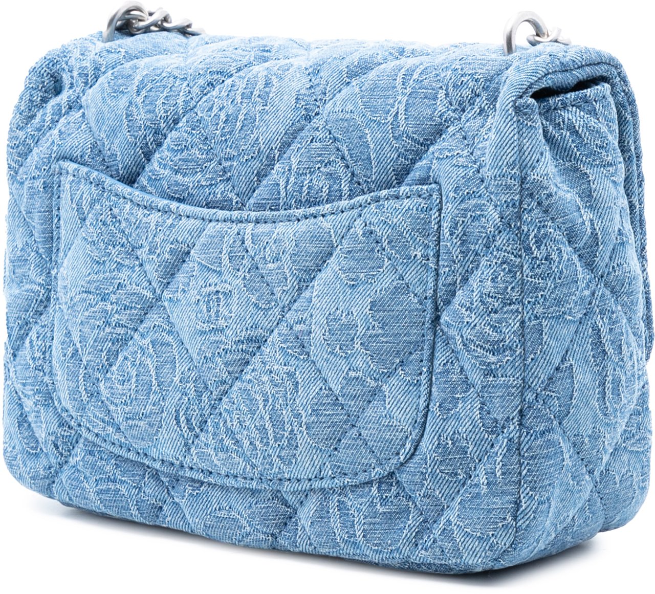 Chanel Mini Quilted Denim Camellia Sweetheart Flap Blauw