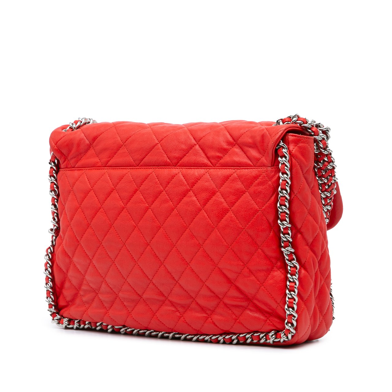 Chanel Maxi Washed Lambskin Chain Around Flap Rood