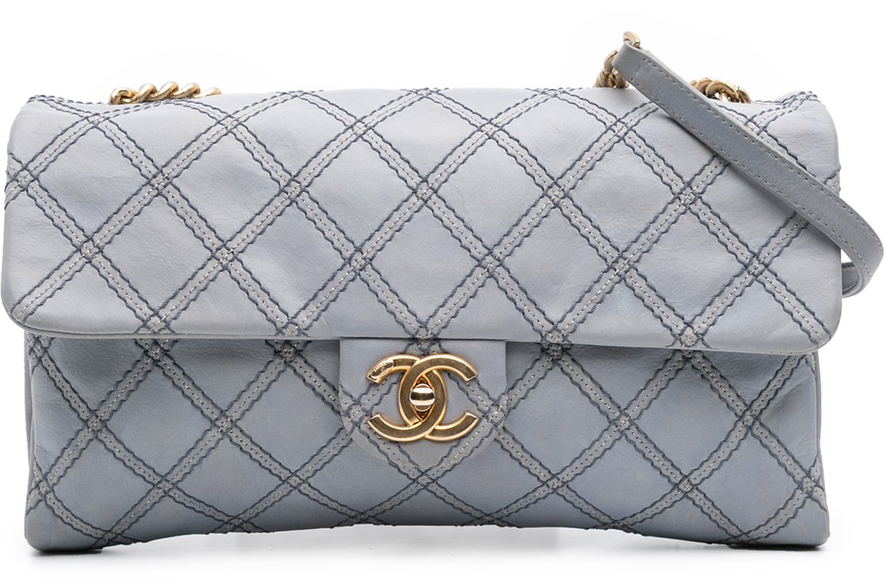Chanel Jumbo Quilted Calfskin Triple Stitched Flap Grijs