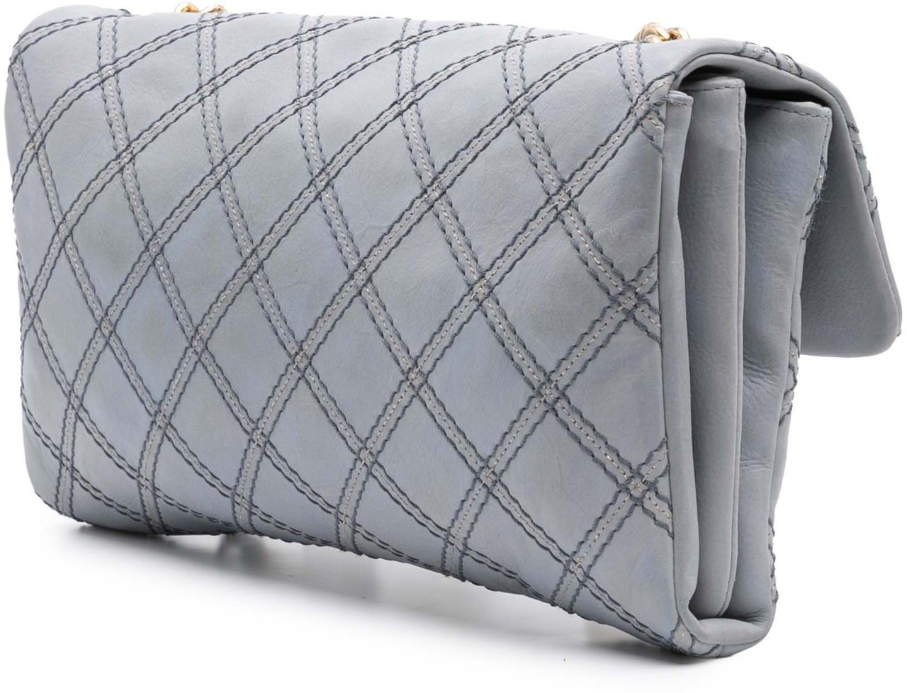 Chanel Jumbo Quilted Calfskin Triple Stitched Flap Grijs