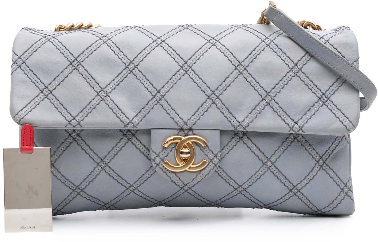 Chanel Jumbo Quilted Calfskin Triple Stitched Flap Grijs
