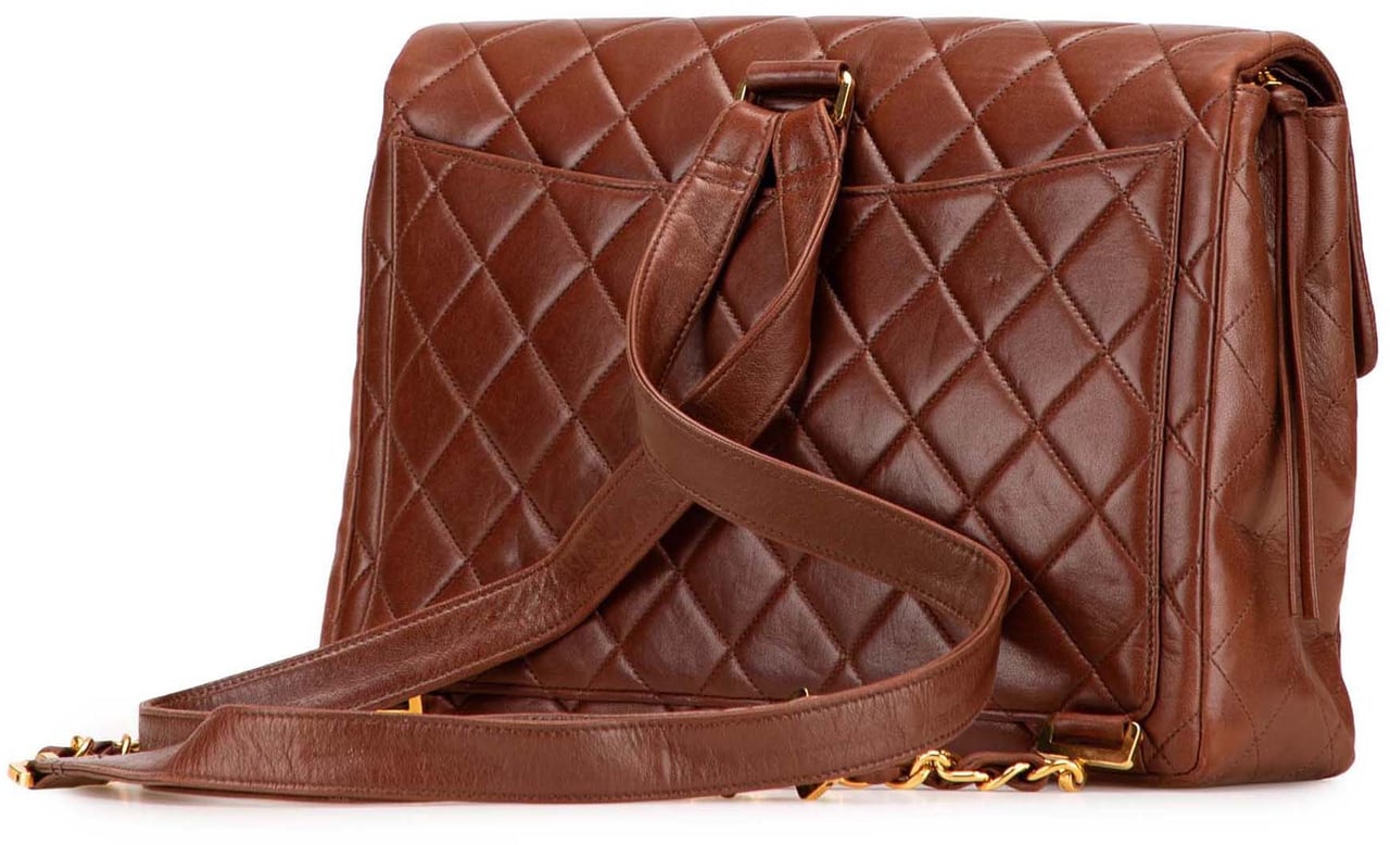 Chanel Jumbo XL Quilted Lambskin Flap Backpack Bruin