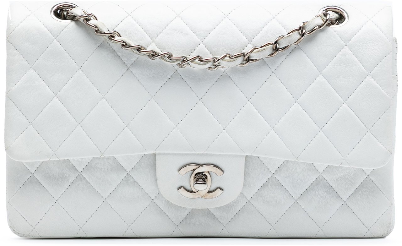Chanel Medium Classic Lambskin Double Flap Wit