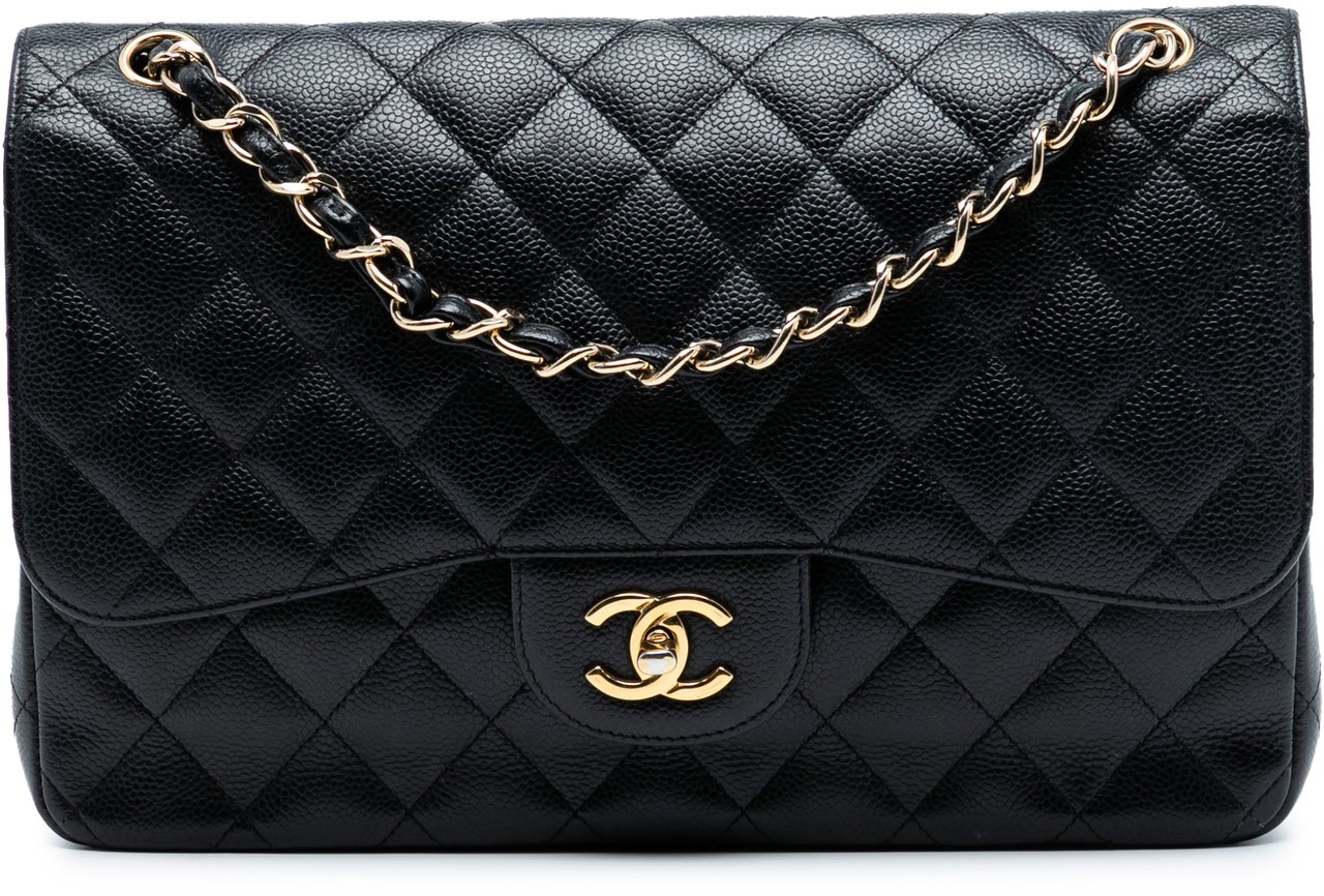 Chanel Jumbo Classic Caviar Double Flap Zwart