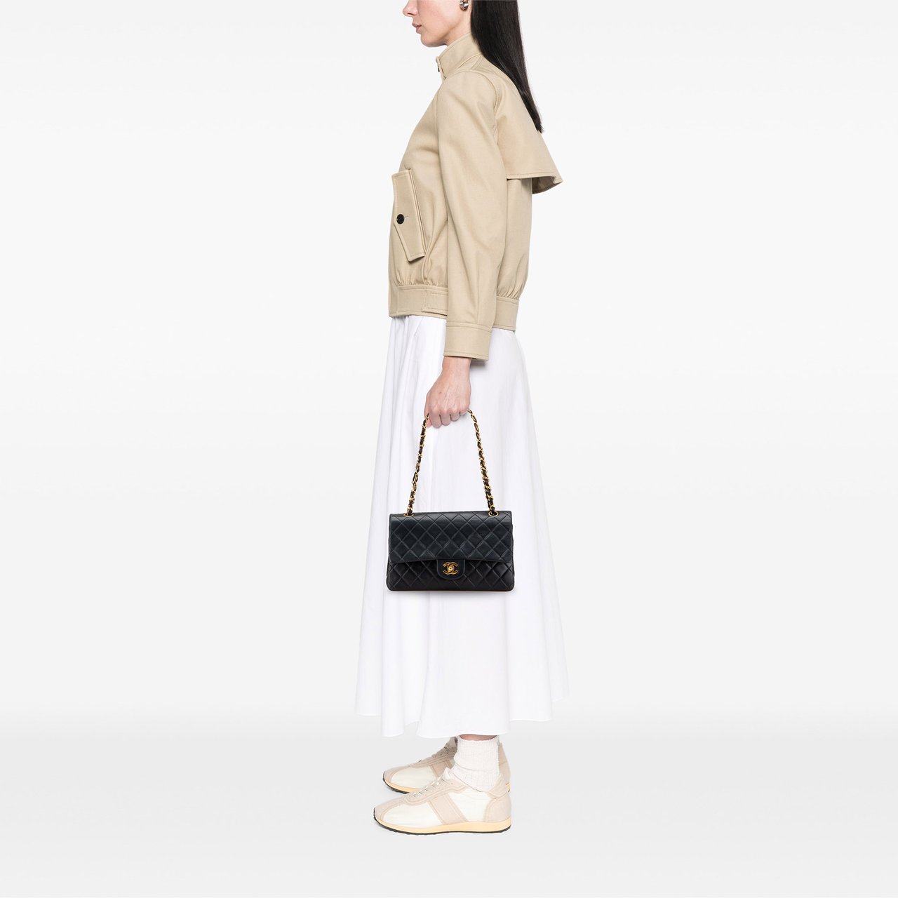Chanel Medium Classic Lambskin Double Flap Zwart