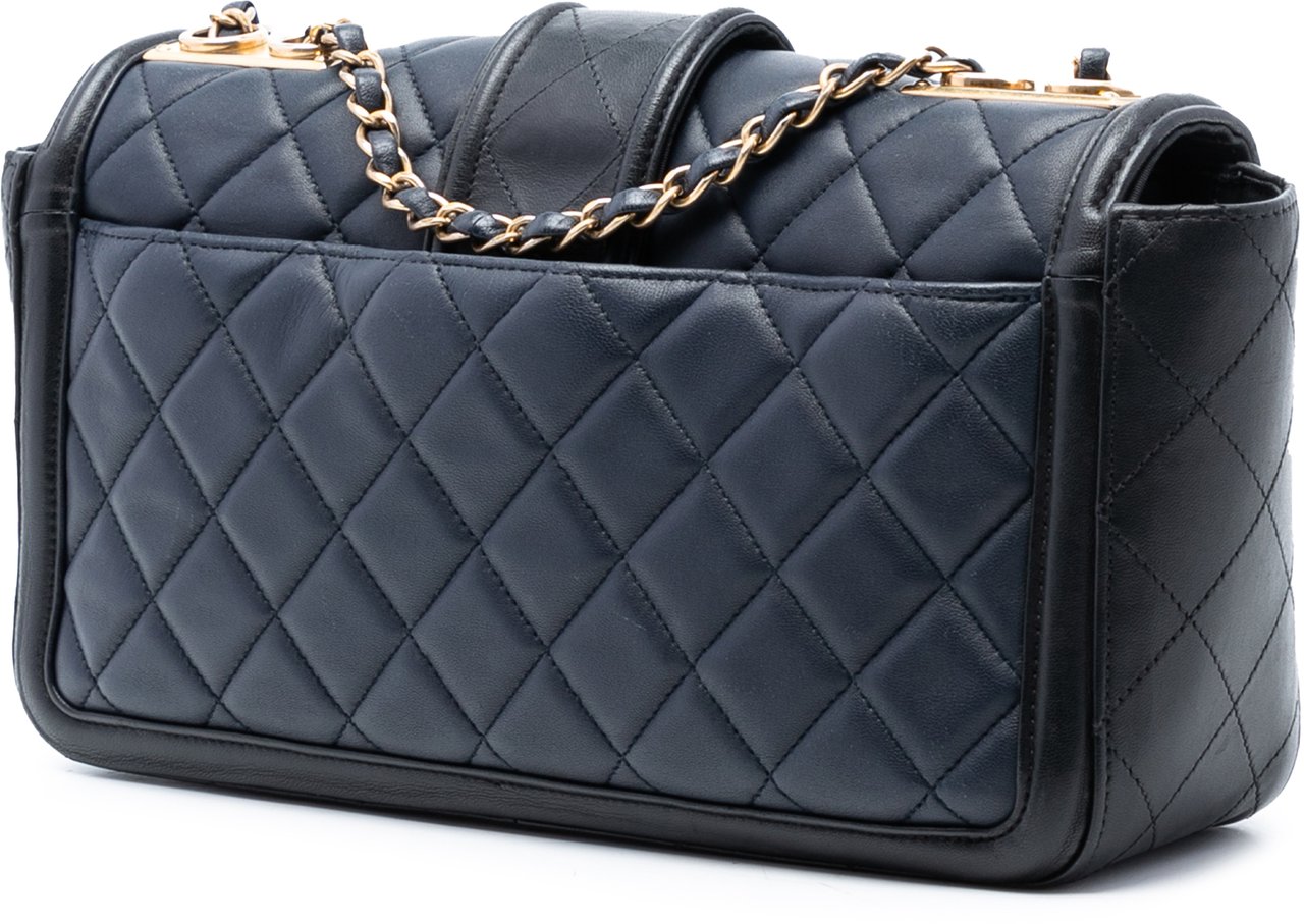 Chanel Large Bicolor Quilted Lambskin Elegant CC Flap Blauw