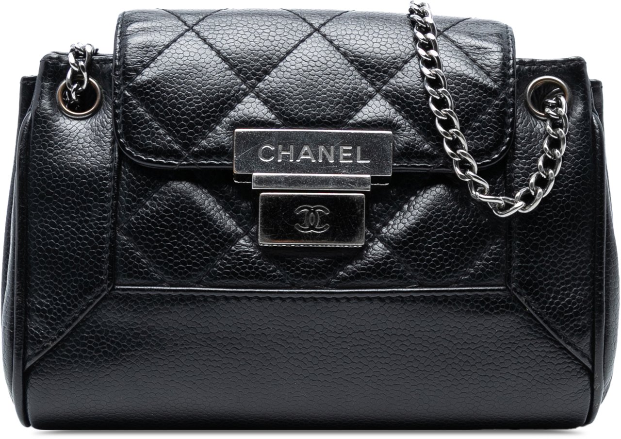 Chanel Mini Quilted Caviar Accordion Flap Zwart